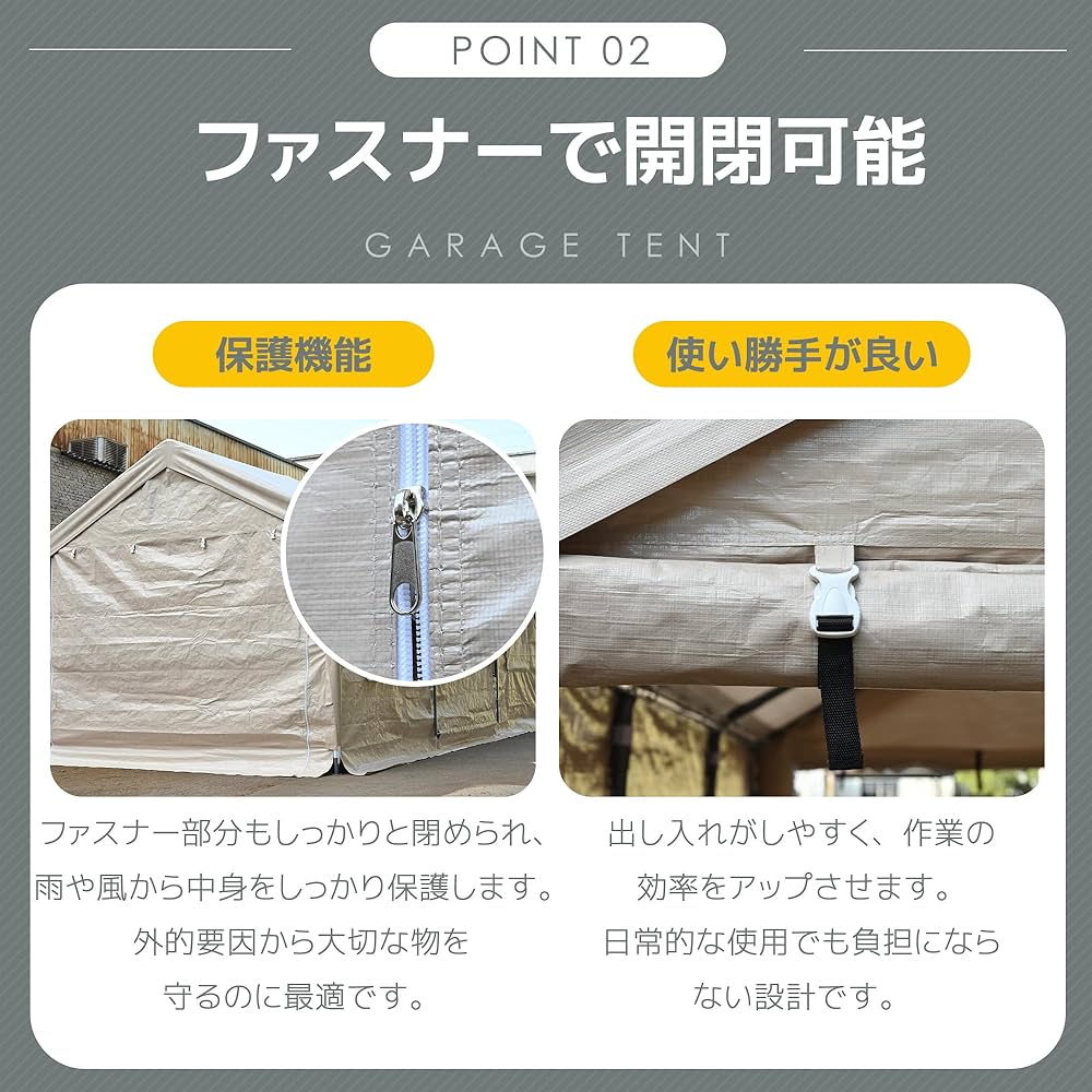 Amazon.co.jp: ガレージテント 車 大型 カーポート 3×6m ドア付き 窓