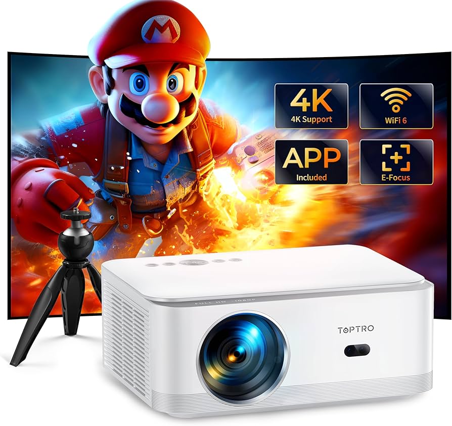Compatible with Netflix/4K Supported] 1000ANSI Smart 4K Projector
