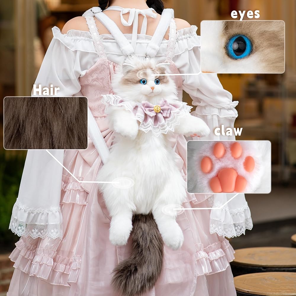 Amazon.com | Chongker Stuffed Realistic Cat Plush Backpack, Cute