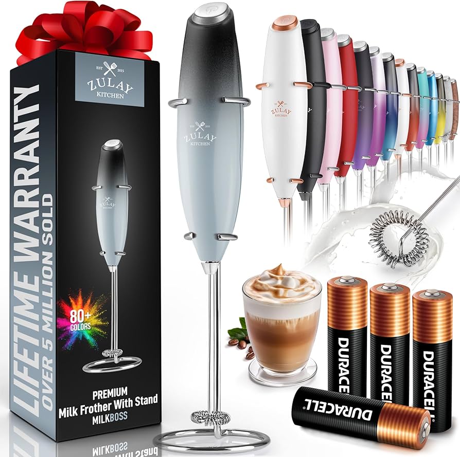 Amazon.com: Zulay Kitchen Powerful Milk Frother Wand With 4 AA