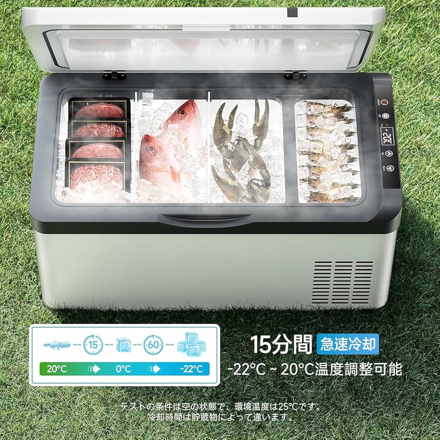 Amazon.co.jp: 車載冷蔵庫 ポータブル冷蔵庫 急速冷凍 19L -22℃～20