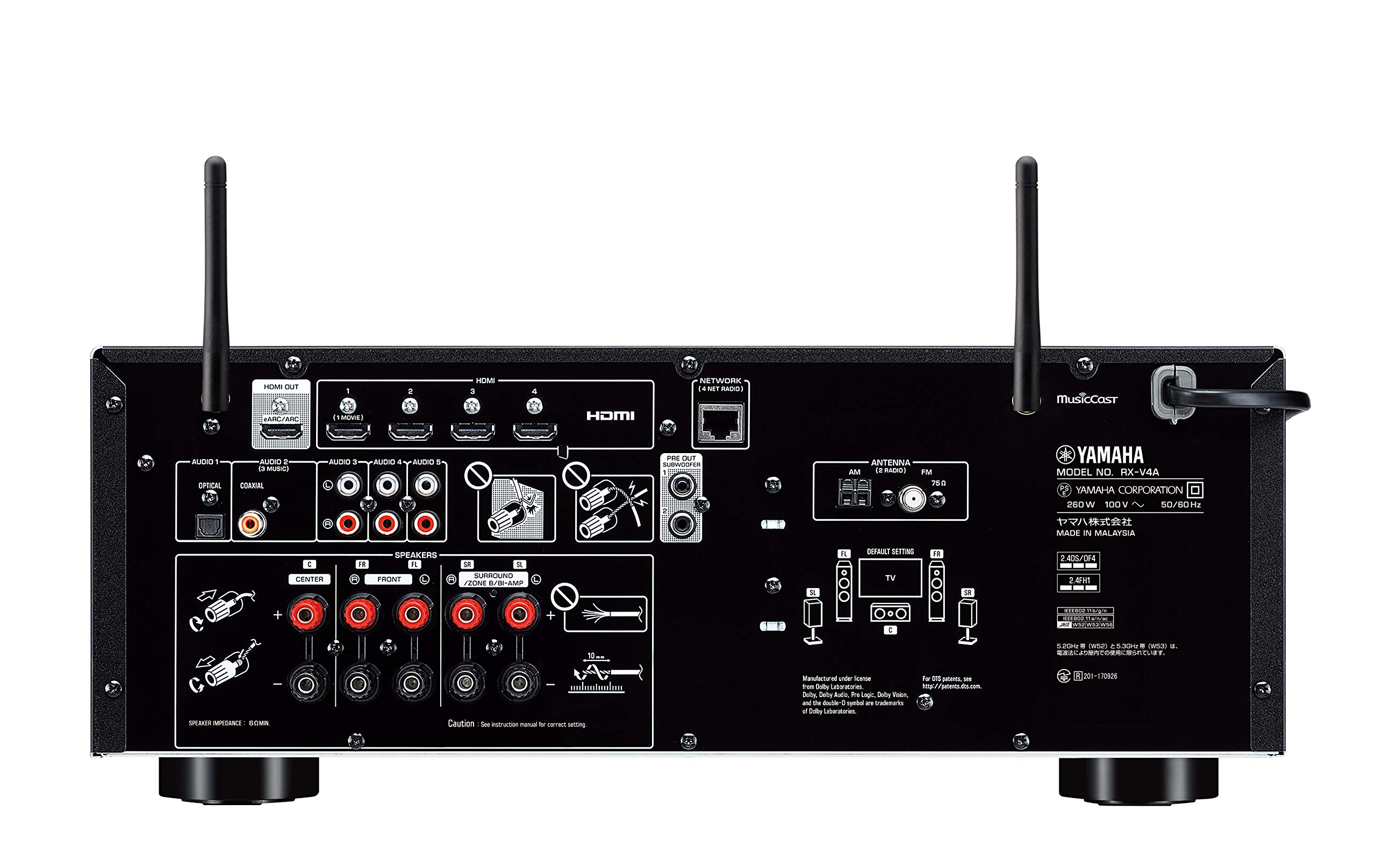 Amazon.co.jp: YAMAHA AV Receiver RX-V4A(B) 5.1ch 4K120Hz/Amazon