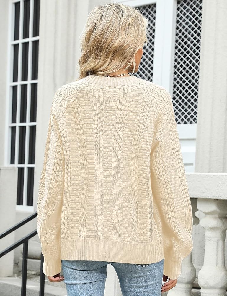 Rapbin Long Sleeve Cable Knit Cardigan for Women 2025 Fall Winter