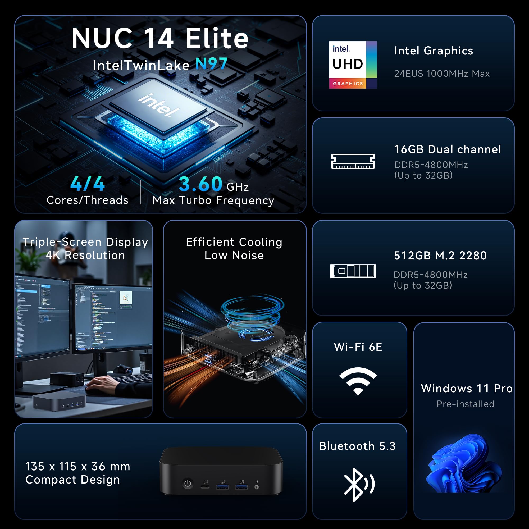 Amazon.com: ASUS NUC 14 Essential Mini PC, Intel N97 Processor(4C