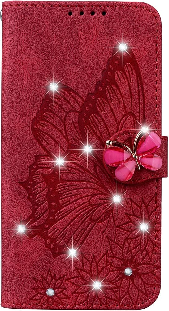 JZ for per Redmi 9 Diamond Retro Butterfly Custodia Flower Wallet