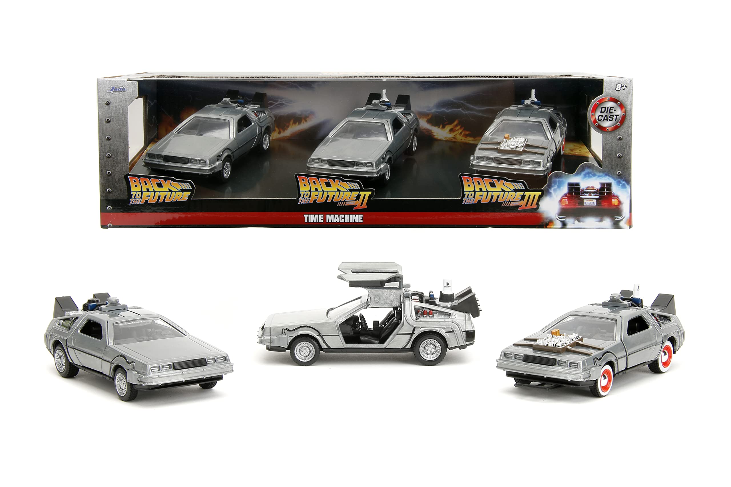 Amazon.com: Jada Back to The Future 1:32 Time Machine 3-Pack Die