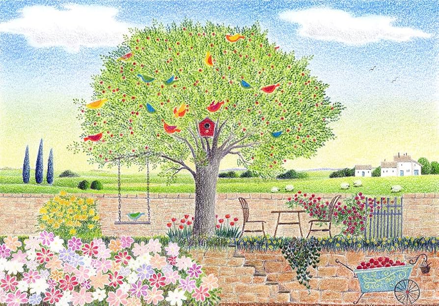 Amazon | 渡辺美香子 しあわせ届けて 絵画 花 鳥 羊 風景画 ジークレー