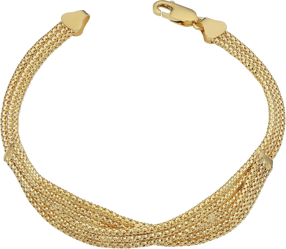 Amazon | Kooljewelry 18Kイエローゴールド編みポップコーン