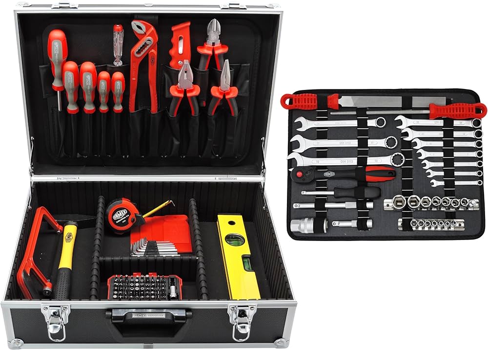 FAMEX 755-58 - Cassetta degli attrezzi in alluminio, 164 pezzi