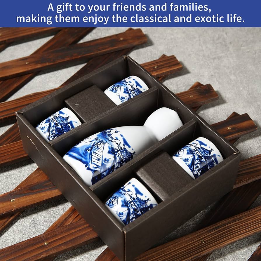 Amazon.com | ABuff Japanese Sake Set, 1 Tokkuri Bottle & 4 Ochoko