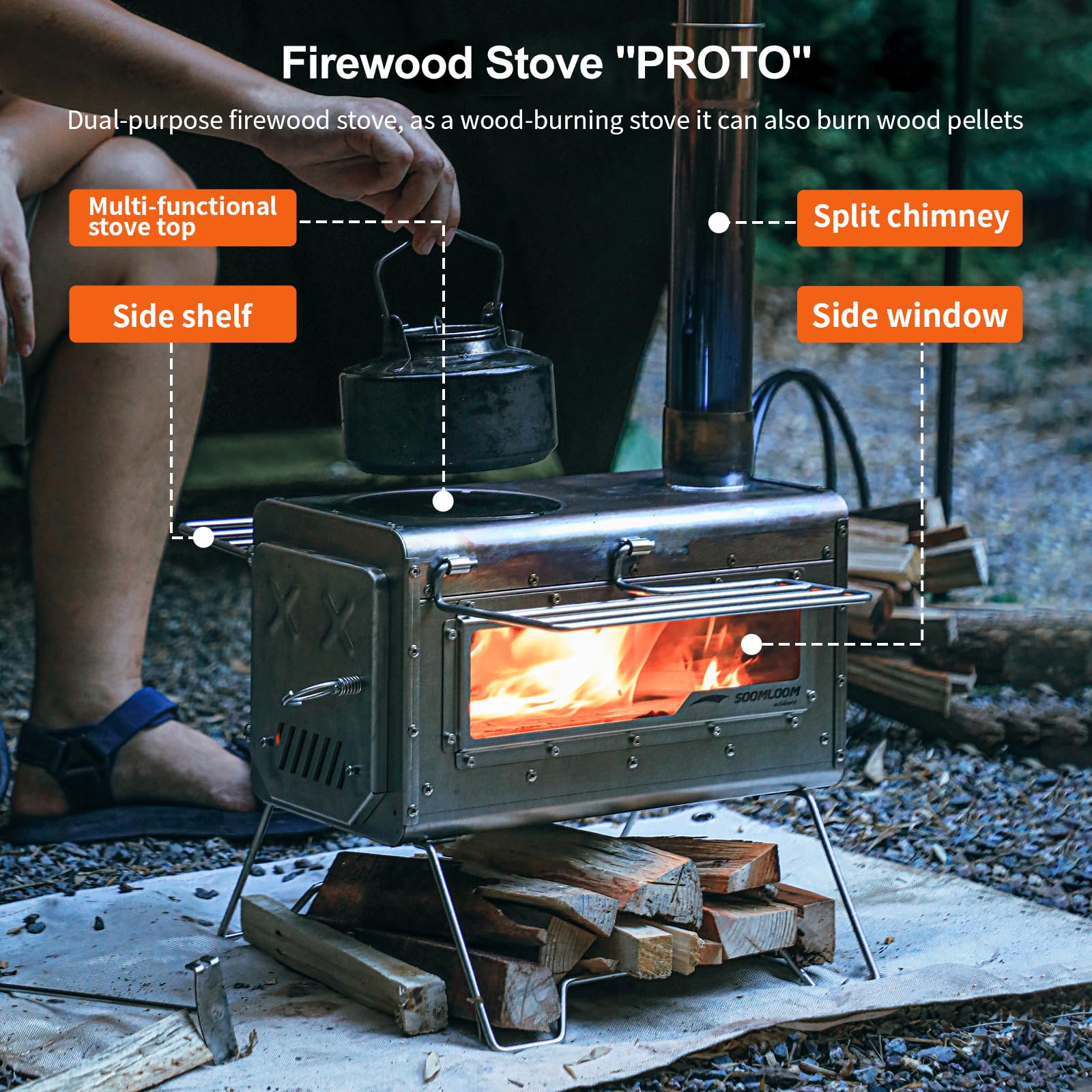Soomloom Firewood Stove PROTO Dual-purpose Camping Pellets Combi