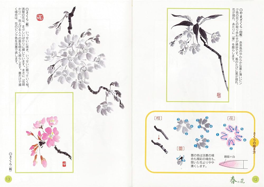 新装版 水墨画 四季折々の花―墨と彩りのはがき絵210例 | 大月紅石 |本