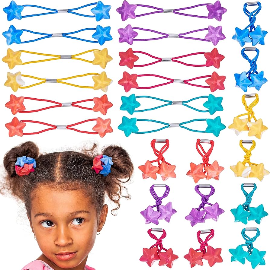 Amazon.com : 24pc Ponytail Balls Elastics Star Shaped Multicolored