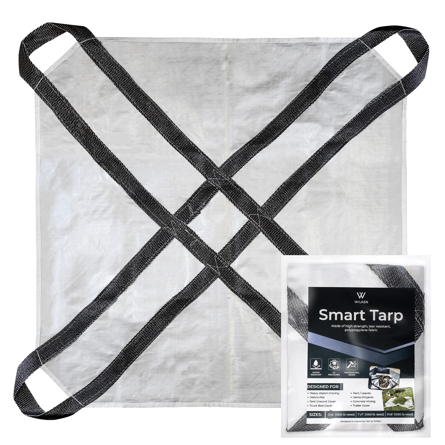 5' x 5' Heavy-Duty Utility Tarp with Reinforced Handles