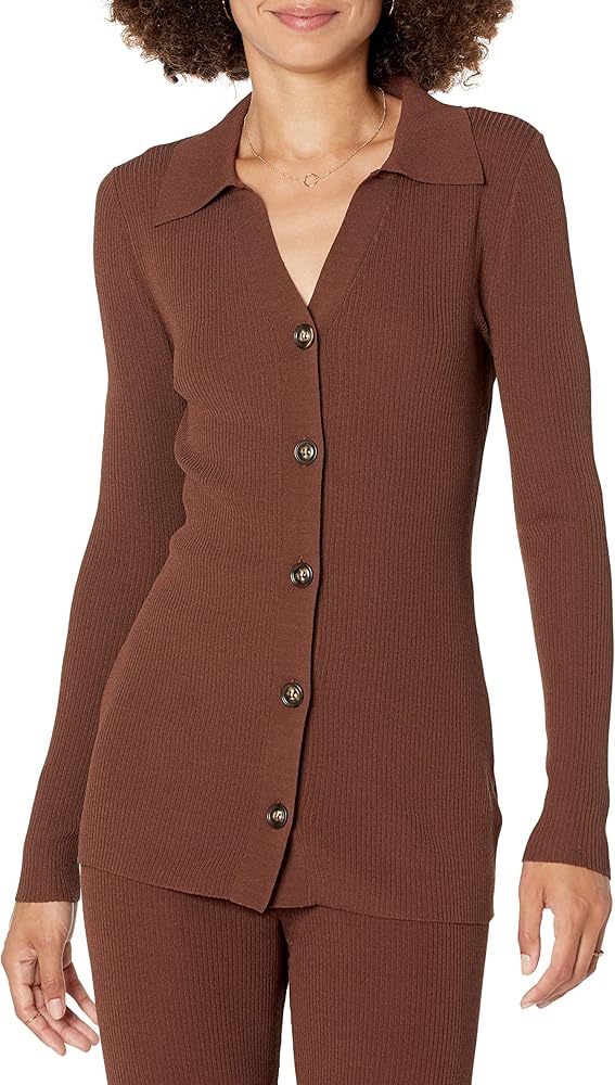 Amazon.com: The Drop Women's Constance Rib Button-Down Sweater