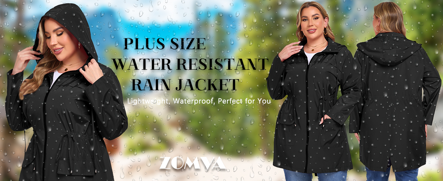 Amazon.com: ZOMVA 2025 Plus Size Rain Jacket Coat Long Lightweight