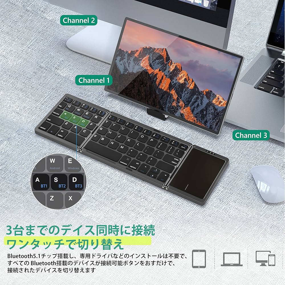 Amazon.co.jp: Bluetooth 折りたたみ式 ワイヤレス キーボード タッチ