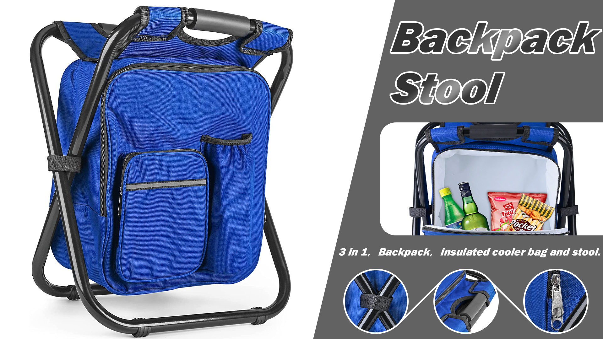 Amazon.com: Kikerike Backpack Stool Cooler Chair Heavy Duty 300