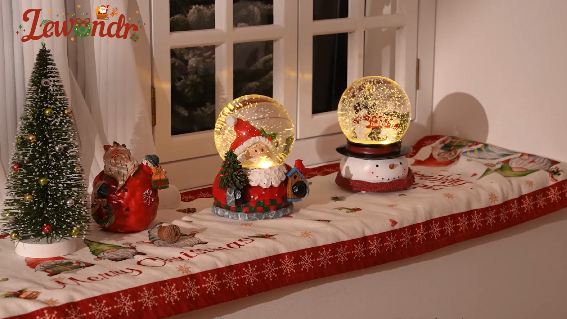 Amazon | Lewondr スノードーム サンタさんとクリスマスツリー 【自動