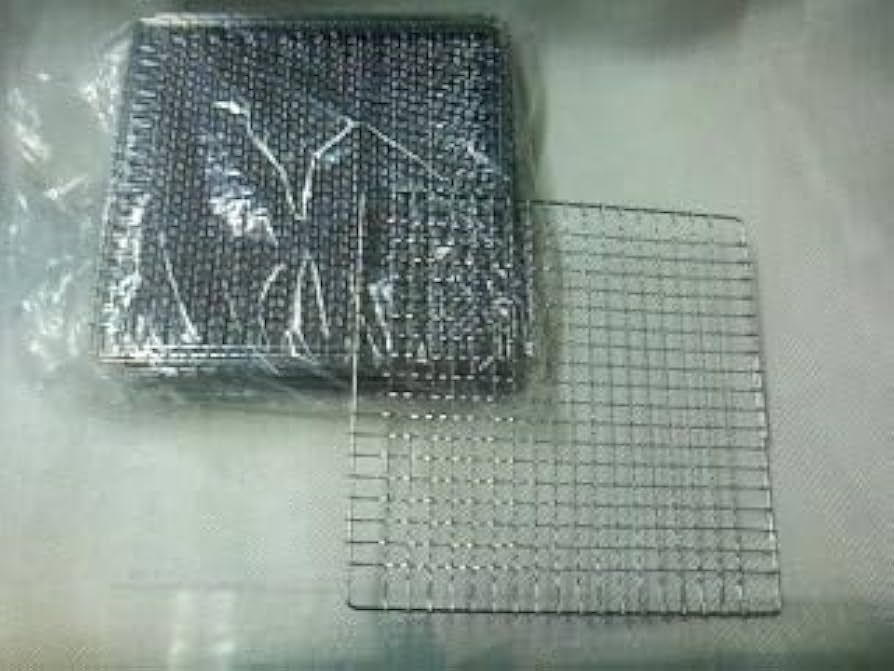 Amazon｜使い捨て焼き網 日本製角型正方形 約22cm×22cm 鉄・亜鉛メッキ