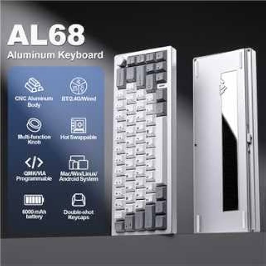 Amazon.com: YUNZII AL68 Wireless Mechanical Keyboard,Full Aluminum