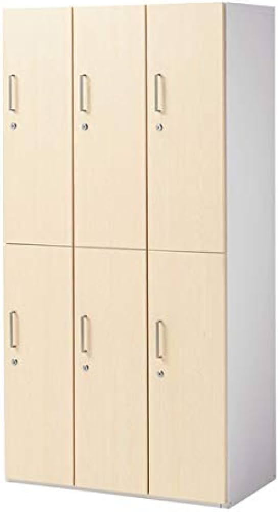 Amazon.co.jp: 木製 扉 ロッカー 6人用 オフィス 更衣室 木目 鍵付き 3