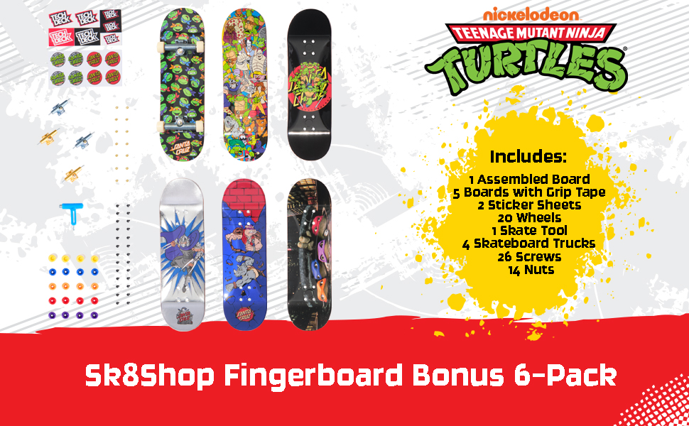 Amazon.com: TECH Deck, TMNT Sk8shop Fingerboard Bonus Pack
