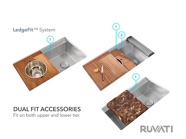 Ruvati 45-inch Drop-in Workstation Kitchen Sink - 16 Gauge
