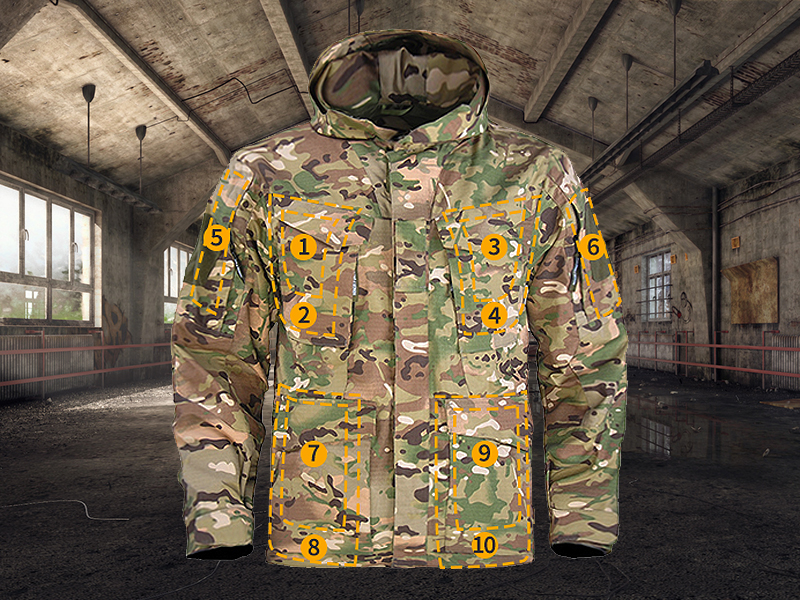 HAN·WILD Men's M65 Field Jackets Military Tactical Coats Hooded