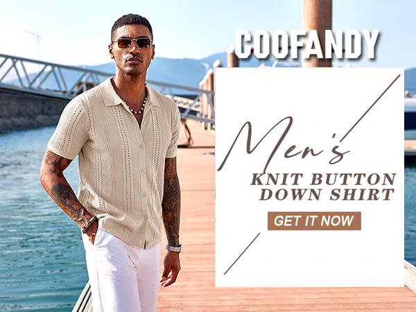 Amazon.com: COOFANDY Men's Knit Shirts Short Sleeve Button Down