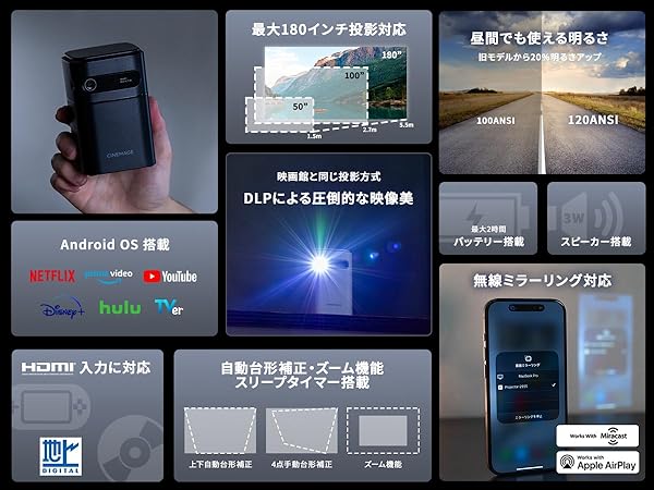 Amazon.co.jp: プロジェクター 小型 家庭用【 CINEMAGE mini（シネ