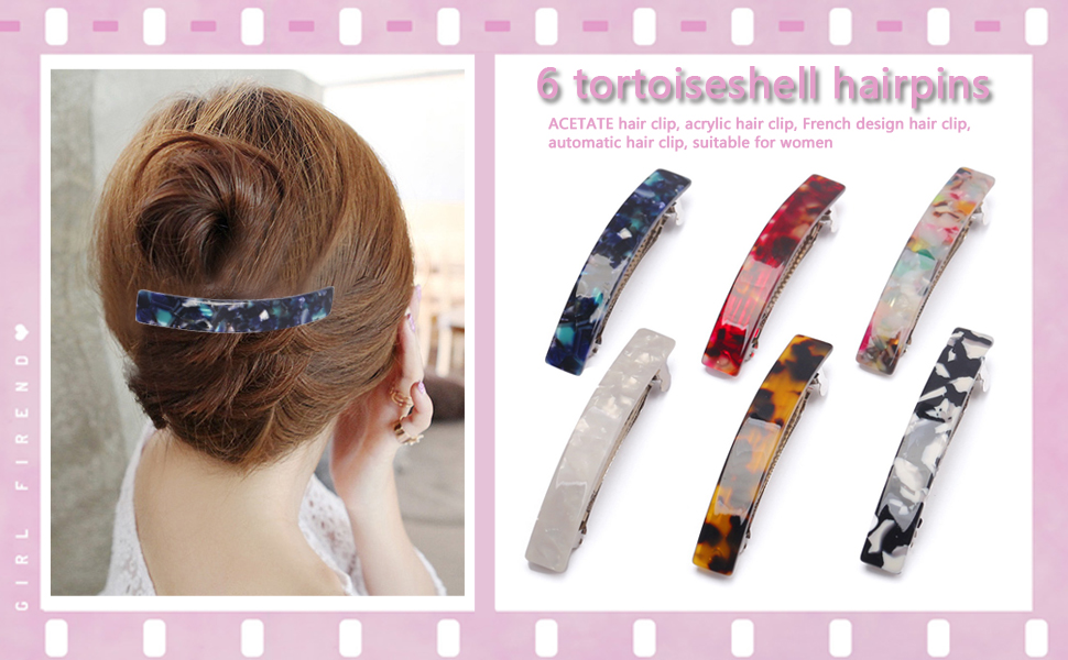 Amazon.com : 6 Pcs Tortoise Shell Hair Barrettes, Flat Hair Clips