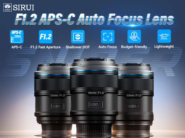 Amazon.com : SIRUI Sniper 56mm Autofocus Lens, F1.2 Wide Angle APS