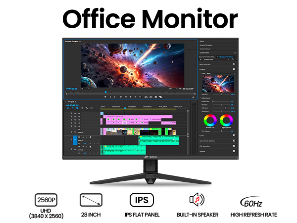 Amazon.com: CRUA 28'' Monitor, 4K UHD+(3840×2560P)IPS 60Hz
