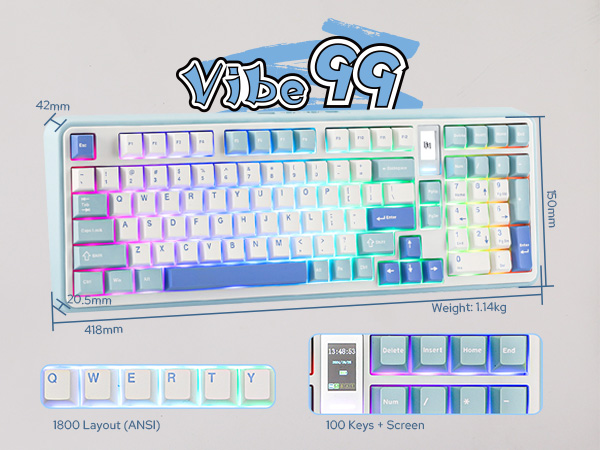 Amazon.com: MechLands Vibe99 Wireless Gaming Keyboard with 1.06