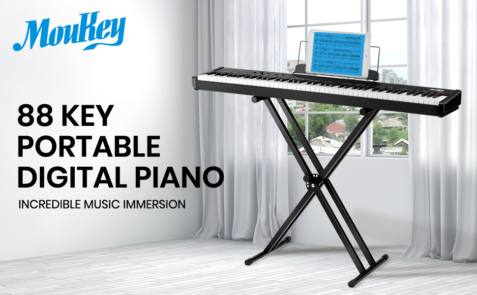 Amazon.co.jp: Moukey 電子ピアノ 88鍵盤 キーボード セット セミ