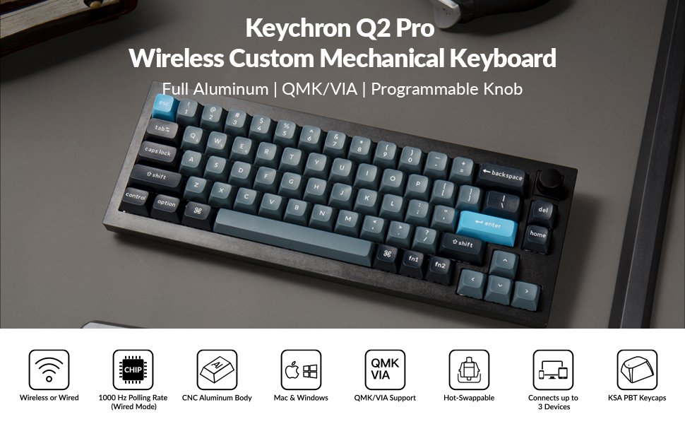 Amazon.com: Keychron Q2 Pro Full Metal RGB QMK/VIA Wireless