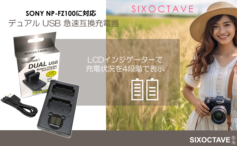 Amazon | SIXOCTAVE NP-FZ100 ソニー 用 デュアル USB 互換充電器 BC