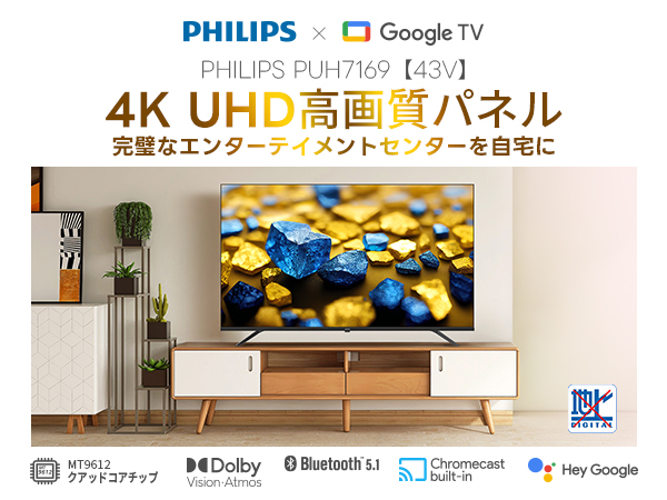 Amazon.co.jp: Philips(フィリップス) チューナーレステレビ 43インチ
