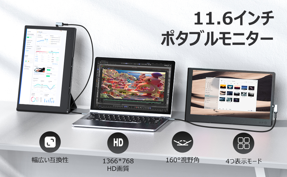 Amazon.co.jp: Kwumsyポータブルモニターは、11.6インチのHD