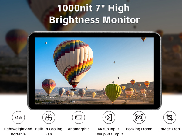 Amazon.com : Portkeys LH7H 7 Inch Camera Monitor, 3D LUT 1000 Nits