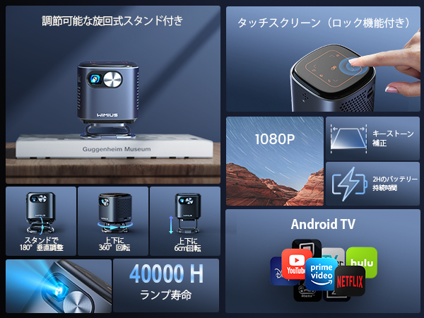 Amazon.co.jp: WiMiUS Q2プロジェクター小型【Android TV搭載/DLP/360