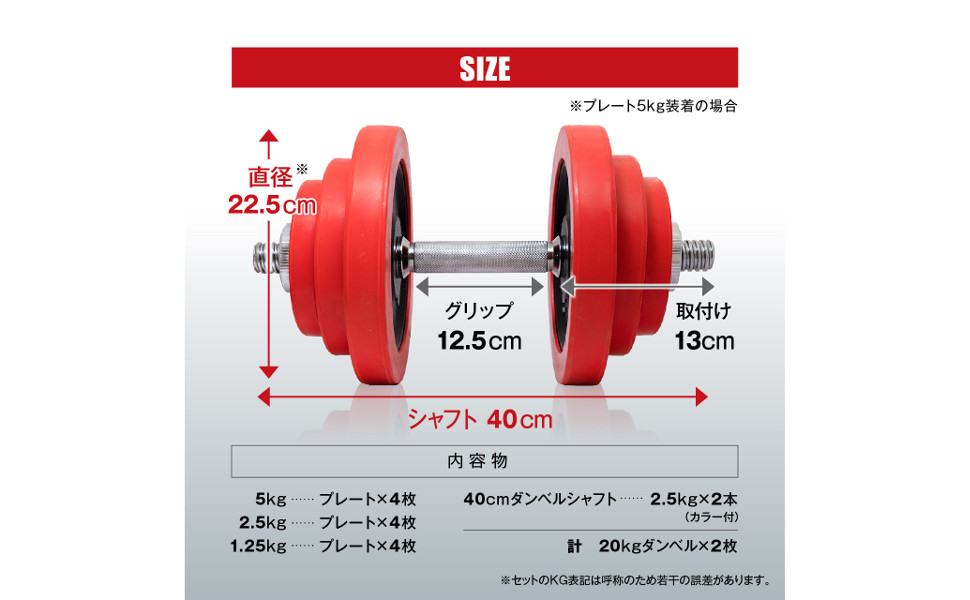 Amazon | IROTEC（アイロテック） ラバー ダンベル 40KGセット（片手