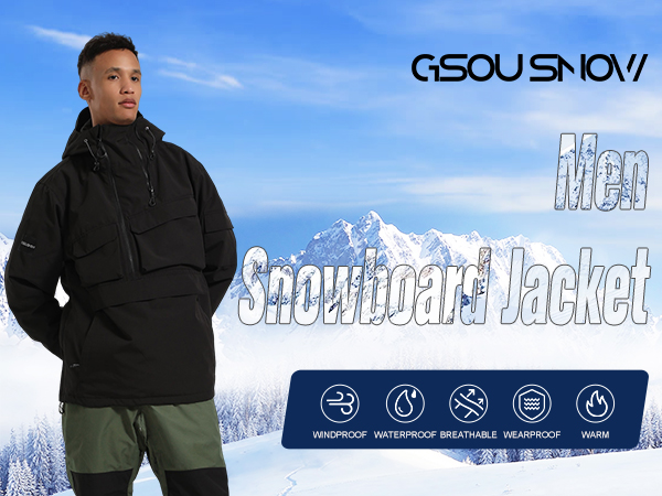 Amazon.com: GSOU SNOW Men Ski Jacket Snowboard Coat Snow Pullover