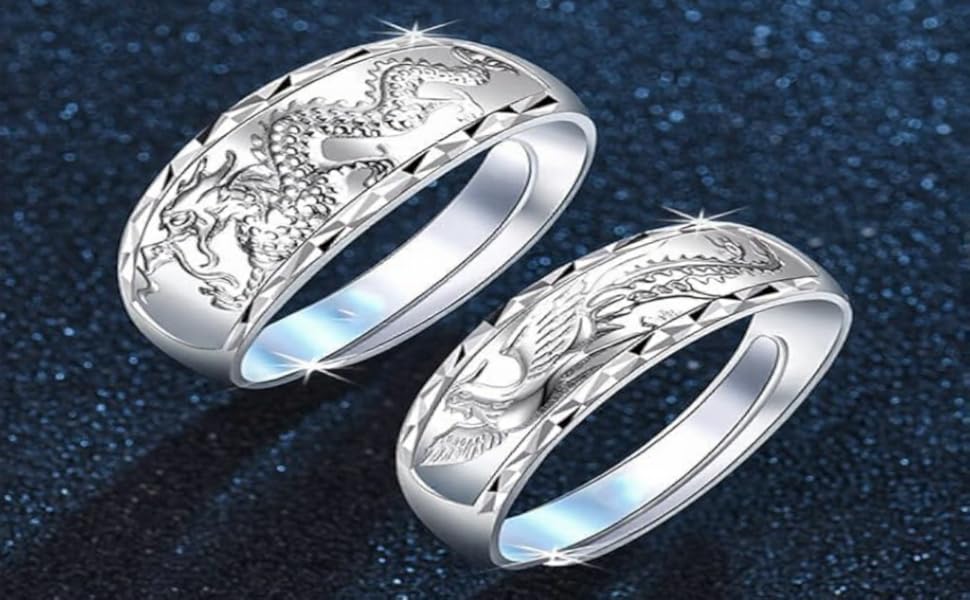 Amazon | [Rockyu] 鳳凰指輪 リング フリーサイズ リング シルバー990