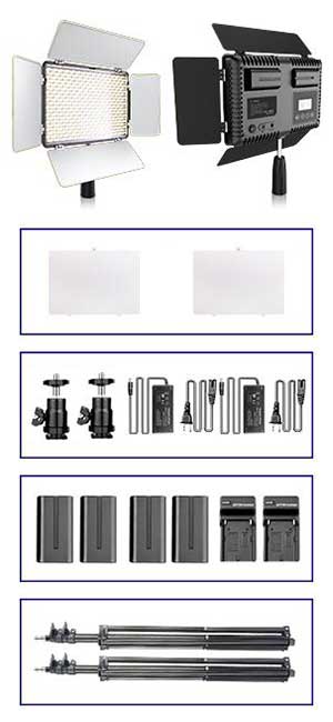 Amazon | LEDビデオ照明ライトキット SAMTIAN 2パック600AS二色3200K