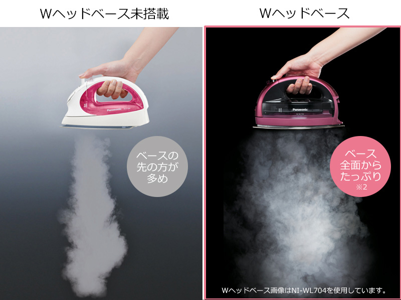 Amazon | パナソニック コードレススチームWヘッドアイロン ピンク NI