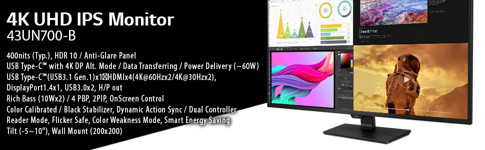 Amazon.co.jp: LG モニター ディスプレイ 43UN700-B 42.5インチ/4K/HDR