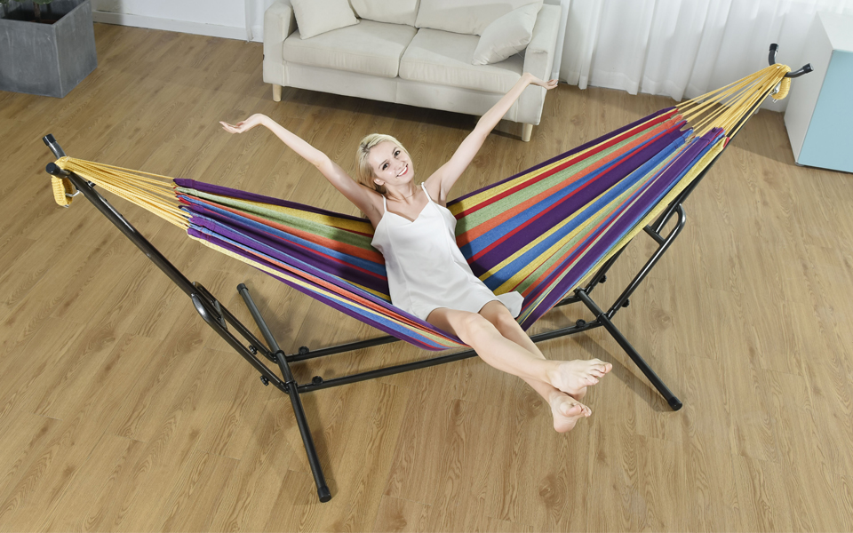 Amazon | Pooboo 自立式 ハンモック スタンドセット ダブルサイズ 室内