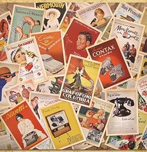 Amazon | 外国 ヴィンテージ 風 ポストカード (広告デザイン 大量 32枚